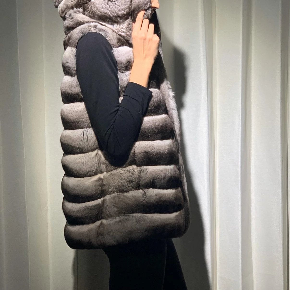 Chinchilla Vest in Natural Grey