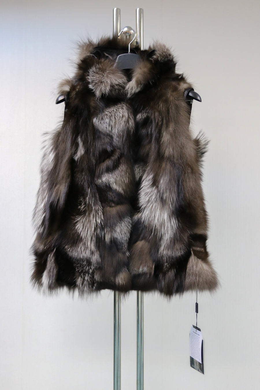 Silver Fox Vest with Reversible Leather