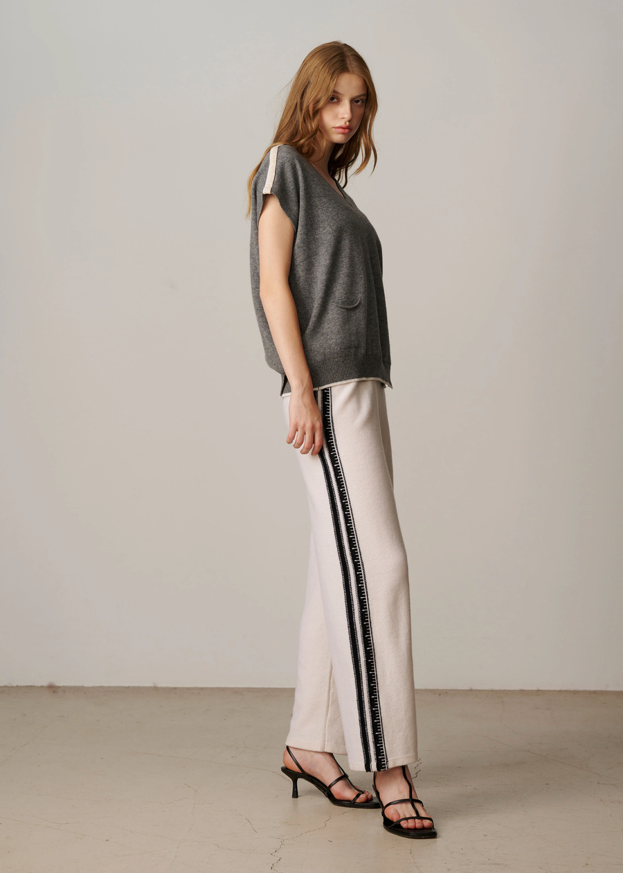 Tatiana Ruler Trim Ribbed Straight Pants