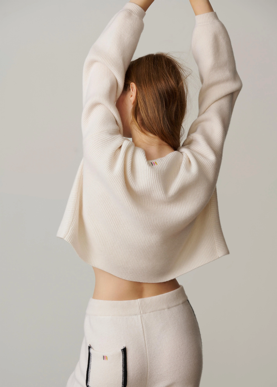 Olympia Cross-over Cropped Sweater