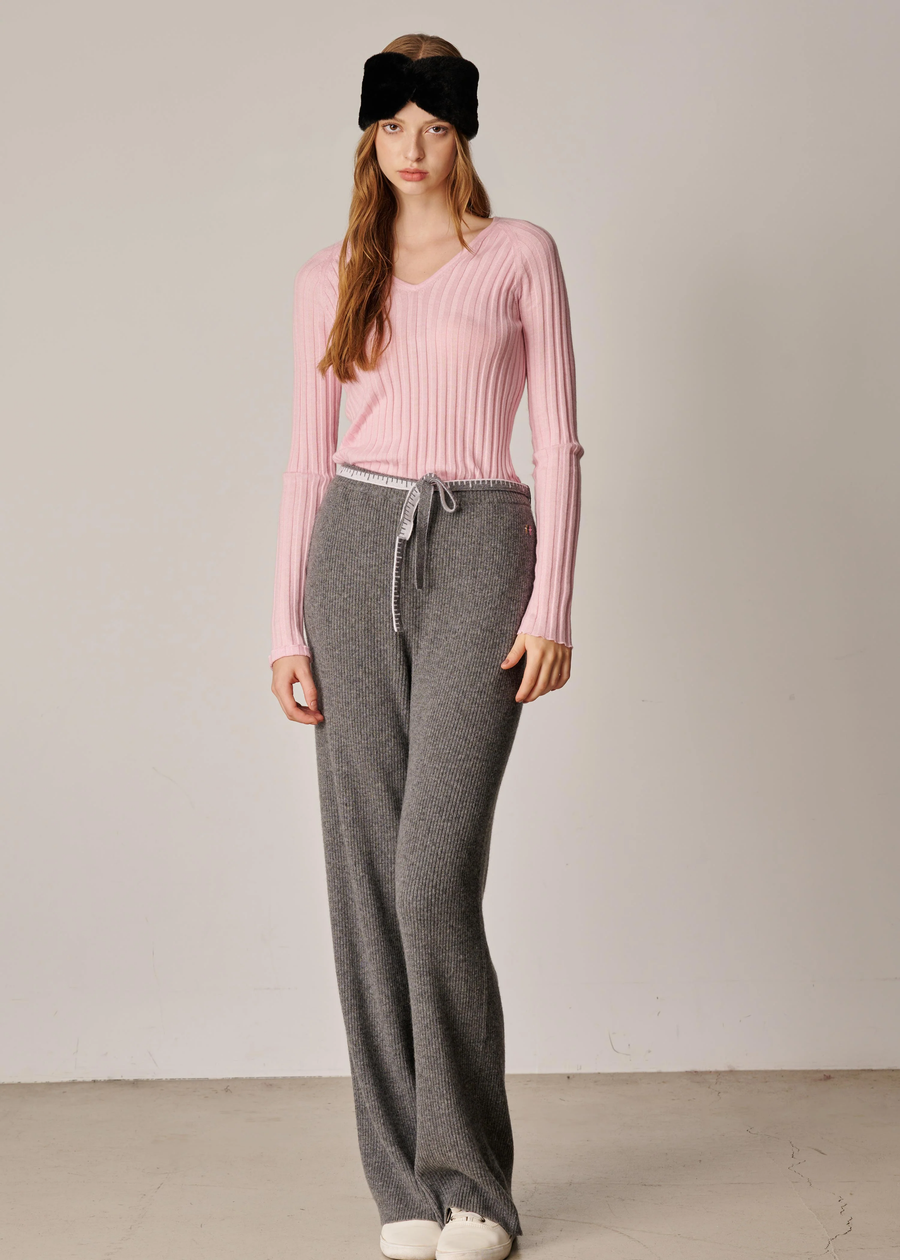 Diana Super-soft V Neck Ribbed Sweater