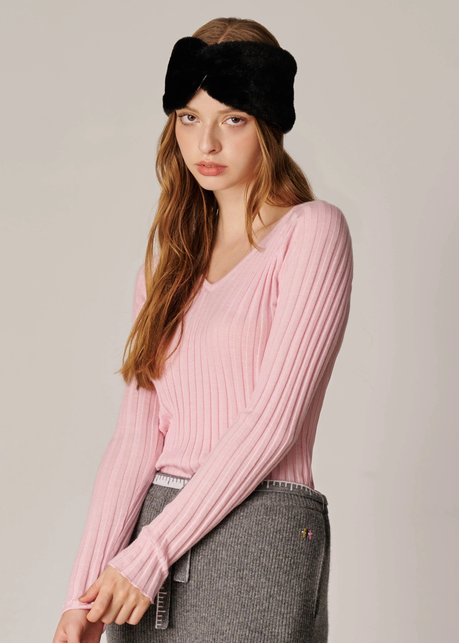 Diana Super-soft V Neck Ribbed Sweater