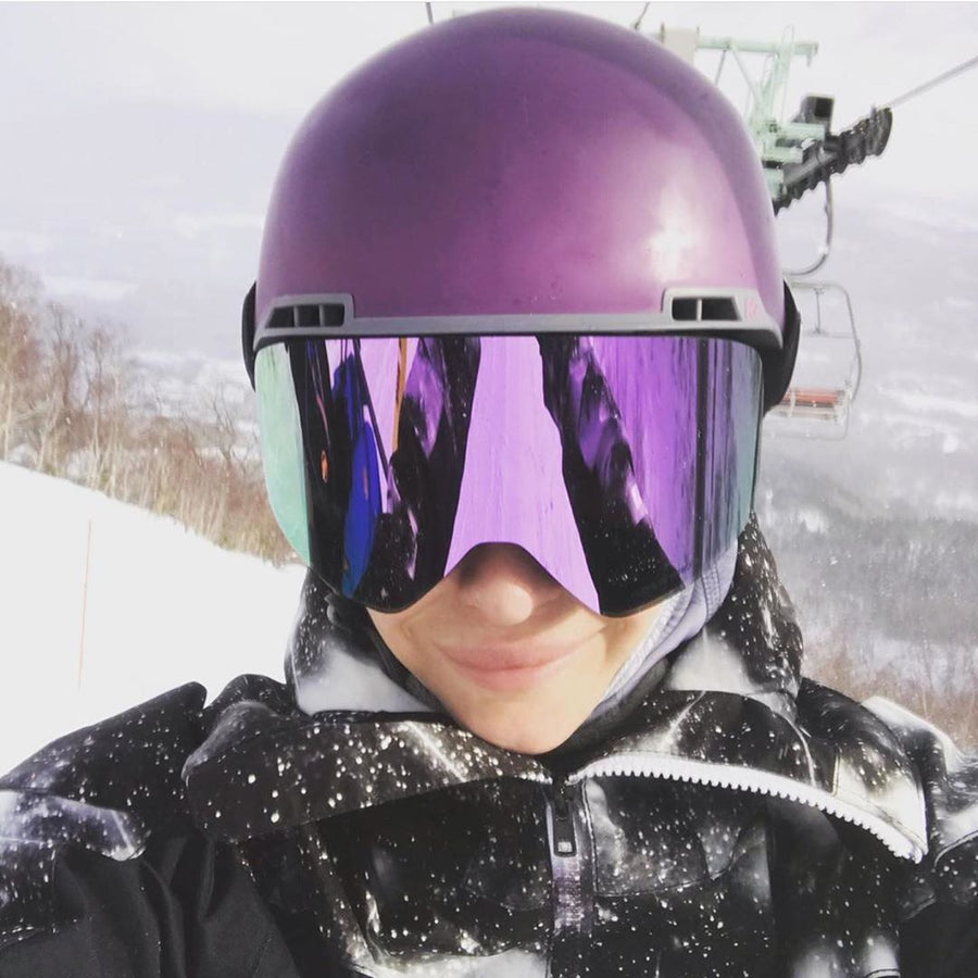 purple ski goggles Colored Magnetic Mirrored Ski Goggles