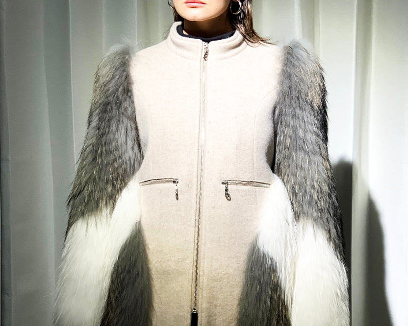 Cashmere Coat with Raccoon Fur